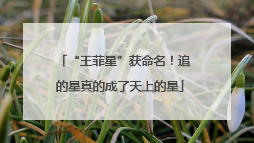 “王菲星”获命名！追的星真的成了天上的星