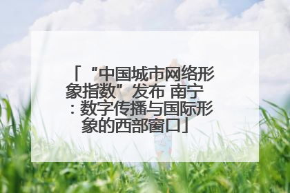 “中国城市网络形象指数”发布 南宁：数字传播与国际形象的西部窗口