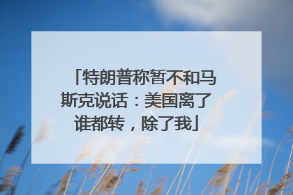 特朗普称暂不和马斯克说话：美国离了谁都转，除了我