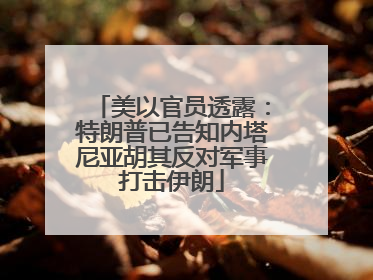 美以官员透露：特朗普已告知内塔尼亚胡其反对军事打击伊朗
