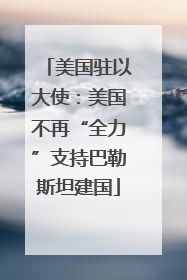 美国驻以大使：美国不再“全力”支持巴勒斯坦建国