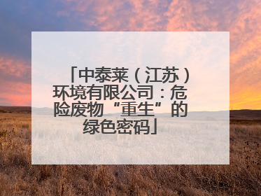 中泰莱（江苏）环境有限公司：危险废物“重生”的绿色密码