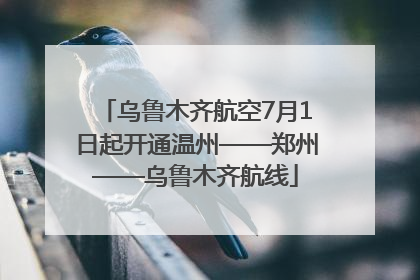 乌鲁木齐航空7月1日起开通温州——郑州——乌鲁木齐航线