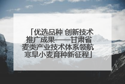 优选品种 创新技术 推广成果——甘肃省麦类产业技术体系领航寒旱小麦育种新征程