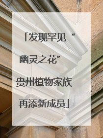 发现罕见“幽灵之花” 贵州植物家族再添新成员