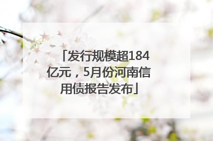 发行规模超184亿元，5月份河南信用债报告发布