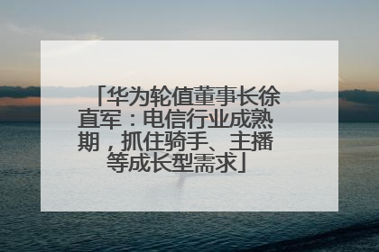 华为轮值董事长徐直军：电信行业成熟期，抓住骑手、主播等成长型需求