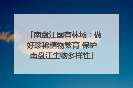 南盘江国有林场：做好珍稀植物繁育 保护南盘江生物多样性