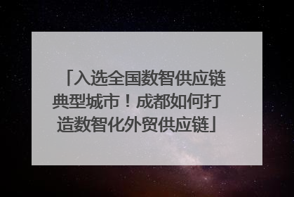 入选全国数智供应链典型城市！成都如何打造数智化外贸供应链