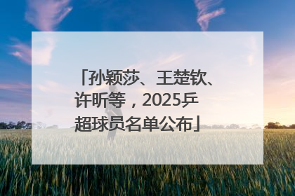 孙颖莎、王楚钦、许昕等，2025乒超球员名单公布