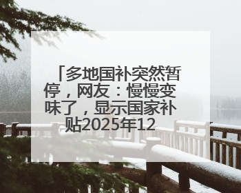 多地国补突然暂停，网友：慢慢变味了，显示国家补贴2025年12月31日结束