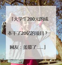 大学生200元的成本干了20亿的项目？网友：羡慕了……