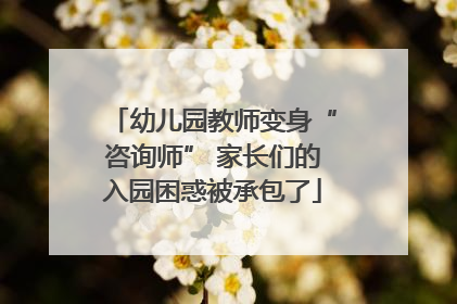 幼儿园教师变身“咨询师” 家长们的入园困惑被承包了