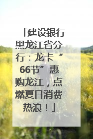 建设银行黑龙江省分行：龙卡“66节”惠购龙江，点燃夏日消费热浪！