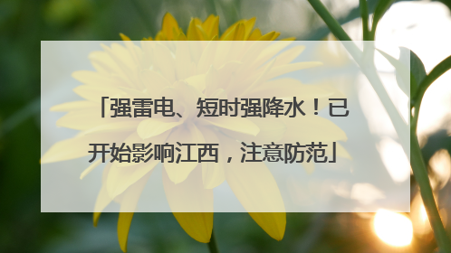 强雷电、短时强降水！已开始影响江西，注意防范