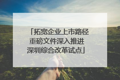 拓宽企业上市路径 重磅文件深入推进深圳综合改革试点