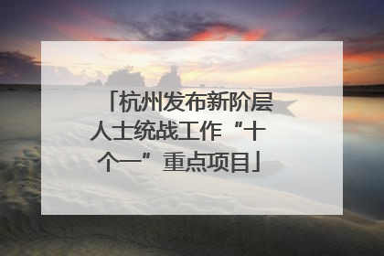 杭州发布新阶层人士统战工作“十个一”重点项目