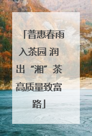 普惠春雨入茶园 润出“湘”茶高质量致富路