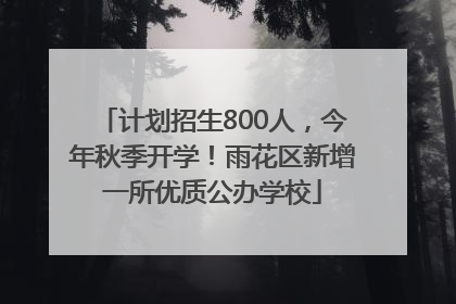 计划招生800人，今年秋季开学！雨花区新增一所优质公办学校