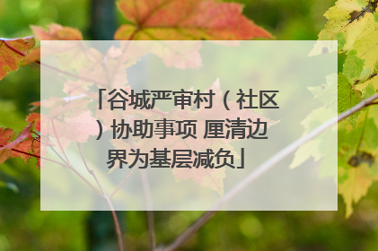 谷城严审村（社区）协助事项 厘清边界为基层减负