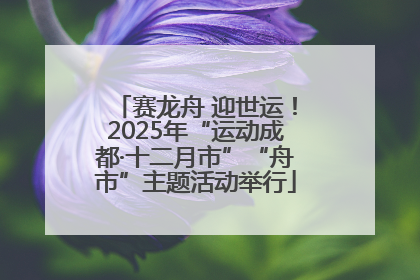 赛龙舟 迎世运！2025年“运动成都·十二月市”“舟市”主题活动举行