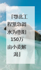 鄂北工程紧急调水为枣阳150万亩小麦解渴