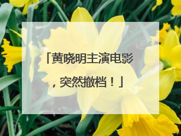 黄晓明主演电影，突然撤档！