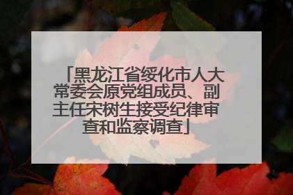 黑龙江省绥化市人大常委会原党组成员、副主任宋树生接受纪律审查和监察调查
