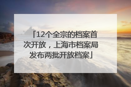 12个全宗的档案首次开放，上海市档案局发布两批开放档案